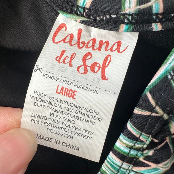 NWT Cabana del Sol swimsuit womens black one piece large tropical ruffles - Picture 9 of 11
